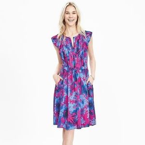 Banana Republic floral flutter-sleeve dress